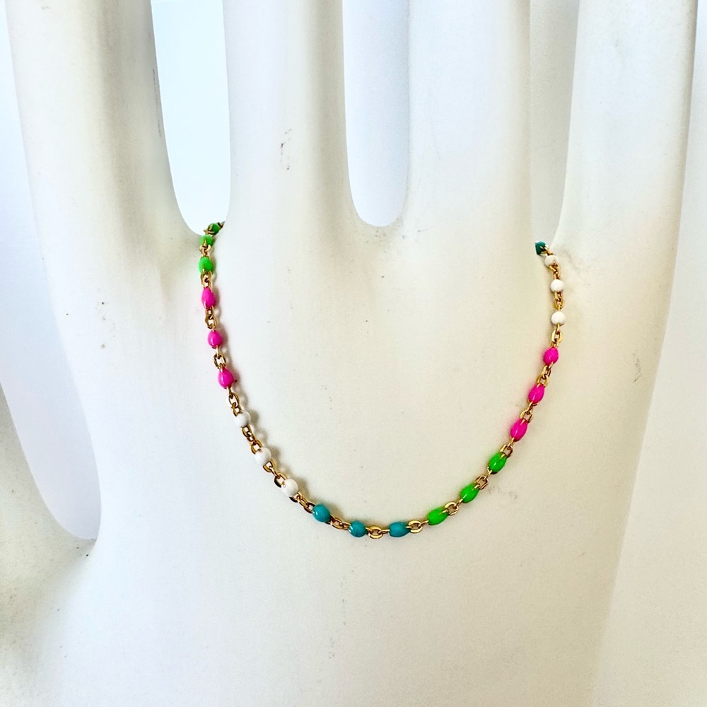 Gold Multicolor Beaded Lilly Inspired Bracelet